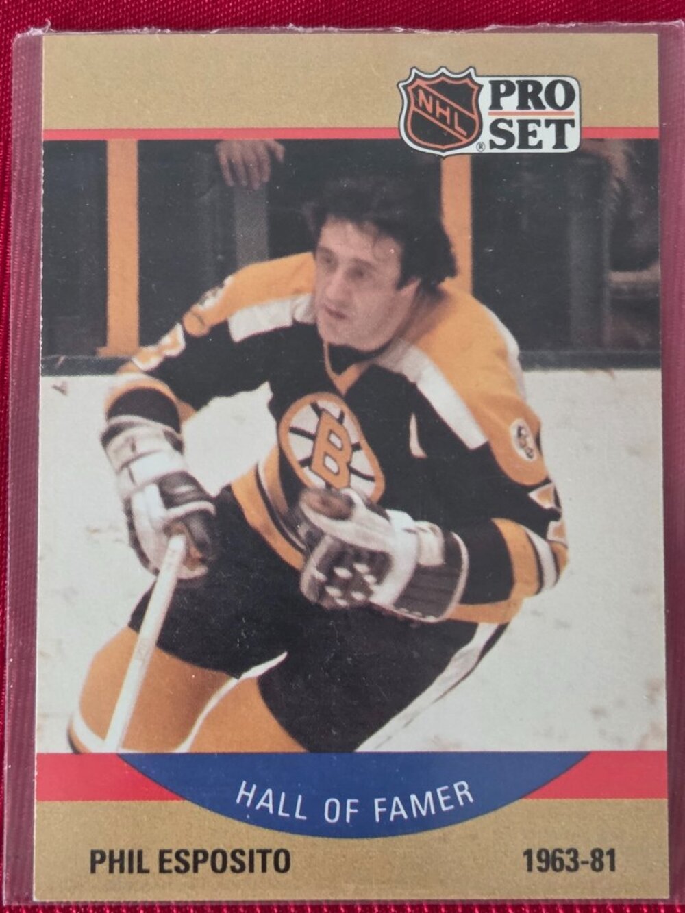 1990 NHL PRO SET, PHIL ESPOSITO, BOSTON BRUINS, HALL OF FAMER HOCKEY CARD, STILL